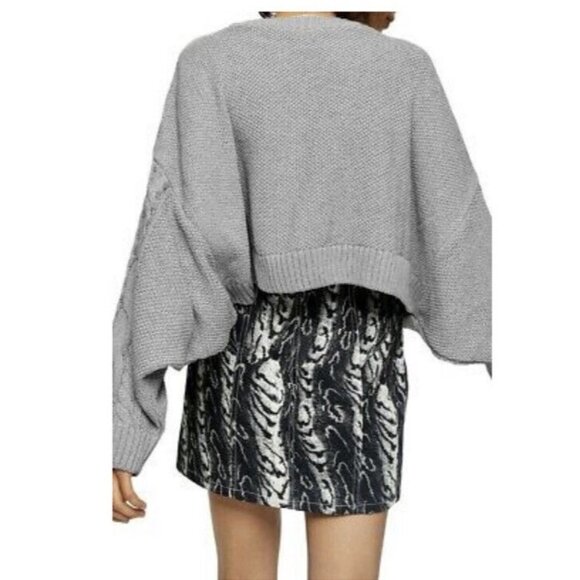 TOPSHOP Crop Batwing‎ Sleeve Cable Sweater Size 8/12 (UK M/L) - Picture 6 of 9